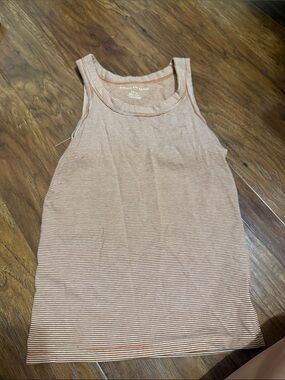 American Eagle Outfitters Cream and Tan Striped Women's Tank Top
